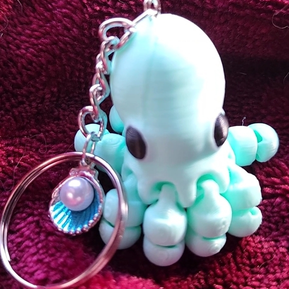 Blue Octopus Keychain with Silver Accents - Picture 2 of 4